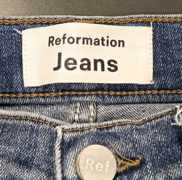 Reformation Harper high rise raw hem Destin wash skinny jeans size 23 - Picture 3 of 11